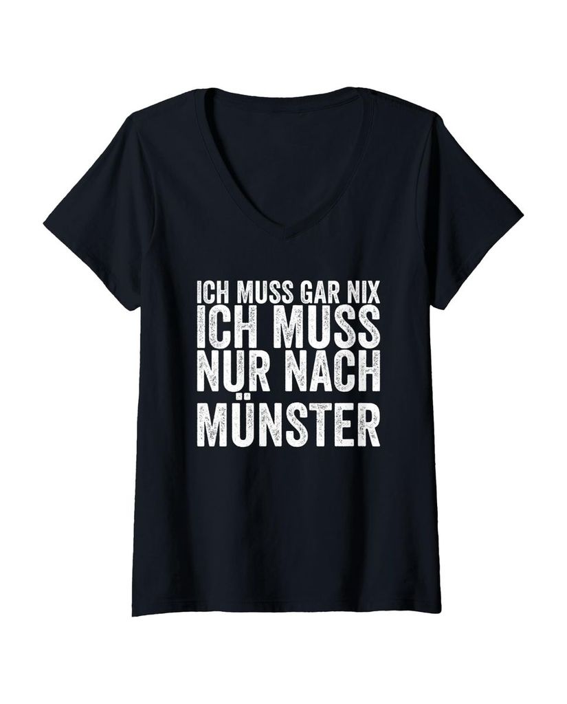 Lustiger T-Shirt mit V-Ausschnitt „Ich Muss Gar Nix Ich Muss“ | lustige-tshirts.de