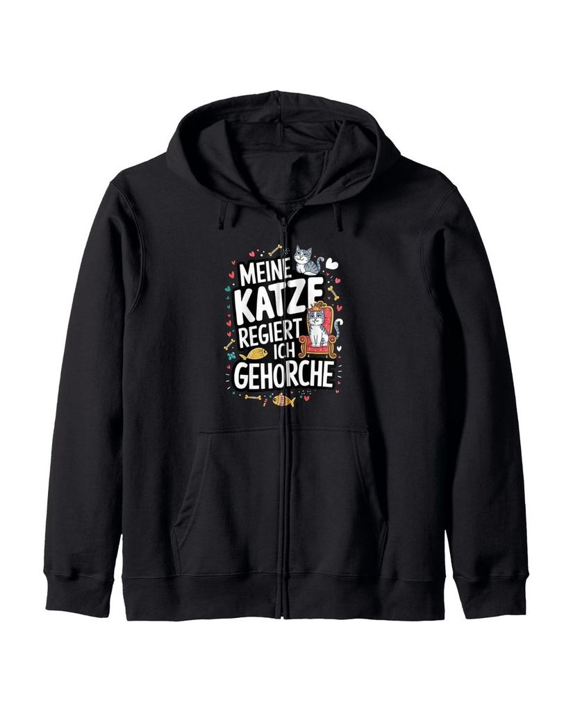 Lustiger Kapuzenjacke „Meine Katze regiert ich gehorche“ | lustige-tshirts.de