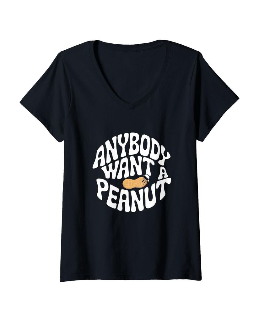 Lustiger T-Shirt mit V-Ausschnitt „Will jemand eine Erdnuss“ | lustige-tshirts.de