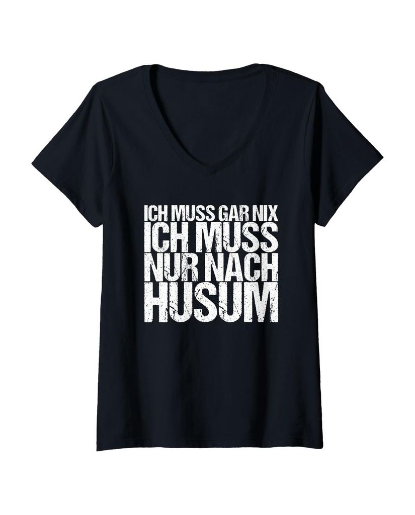 Lustiger T-Shirt mit V-Ausschnitt „Ich Muss Gar Nix Ich Muss“ | lustige-tshirts.de