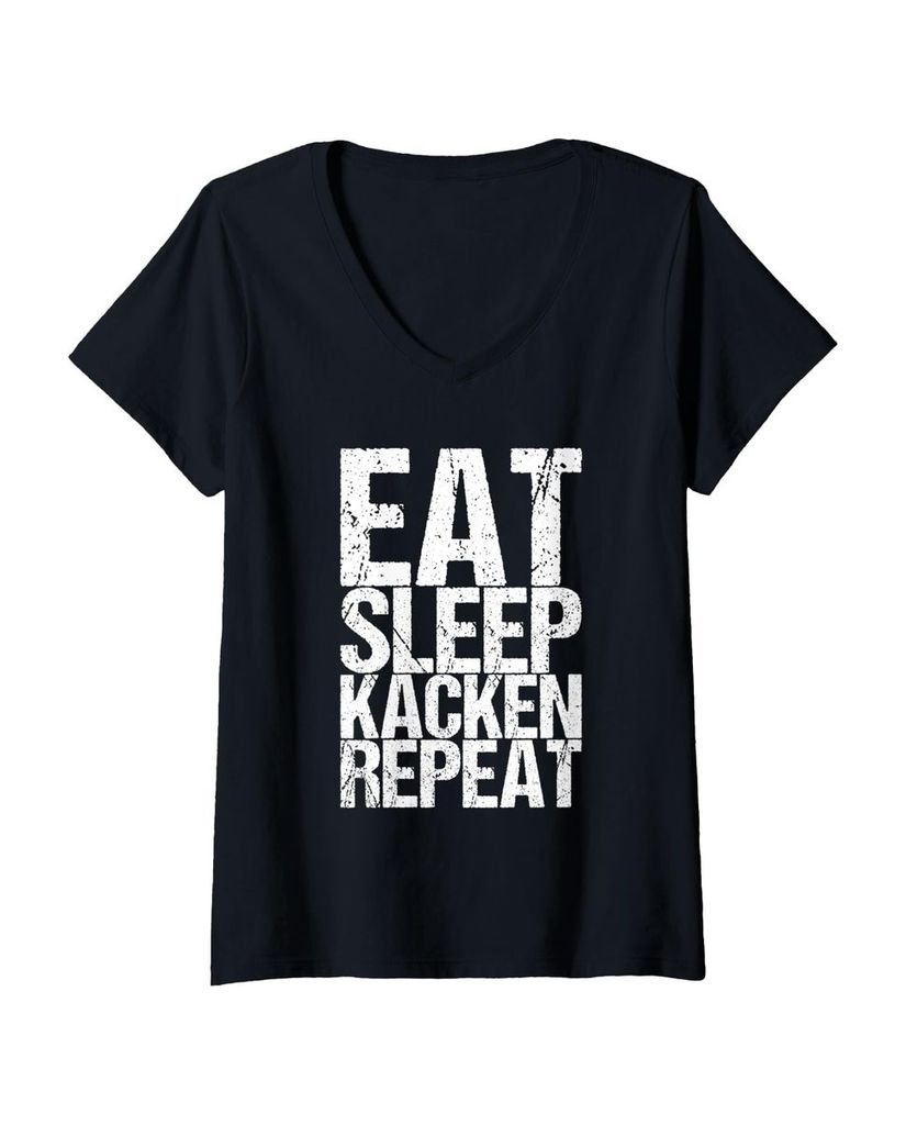 Lustiger T-Shirt mit V-Ausschnitt „Eat Sleep Kacken Repeat“ | lustige-tshirts.de