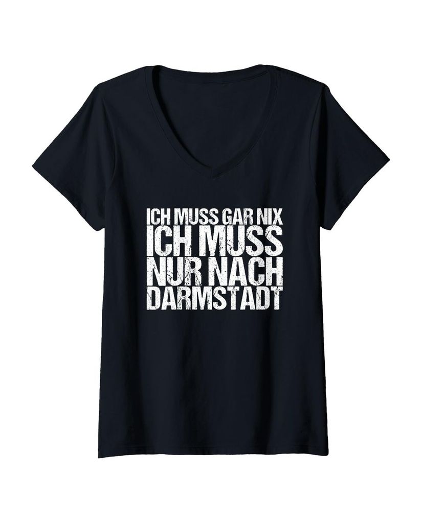 Lustiger T-Shirt mit V-Ausschnitt „Ich Muss Gar Nix Ich Muss“ | lustige-tshirts.de