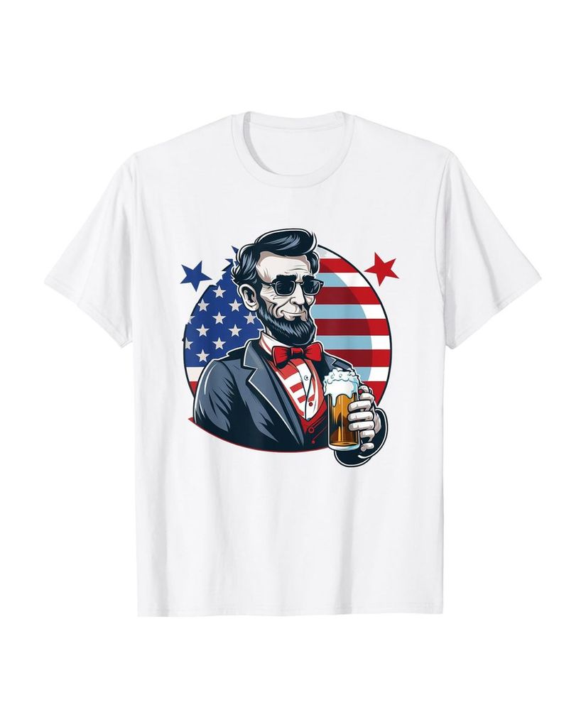 Lustiger T-Shirt „Lincoln Drinking Beer Abraham 4.“ | lustige-tshirts.de