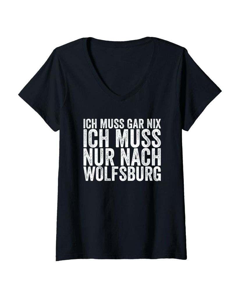 Lustiger T-Shirt mit V-Ausschnitt „Ich Muss Gar Nix Ich Muss“ | lustige-tshirts.de