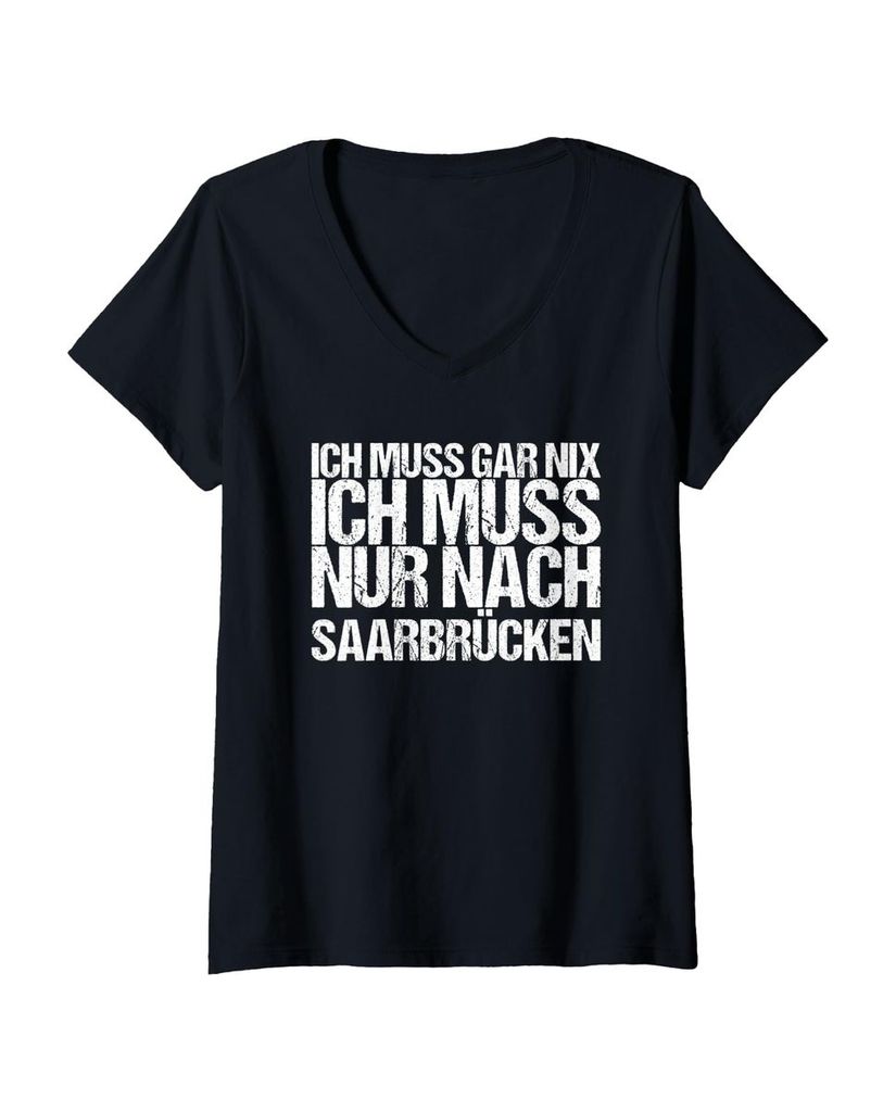 Lustiger T-Shirt mit V-Ausschnitt „Ich Muss Gar Nix Ich Muss“ | lustige-tshirts.de