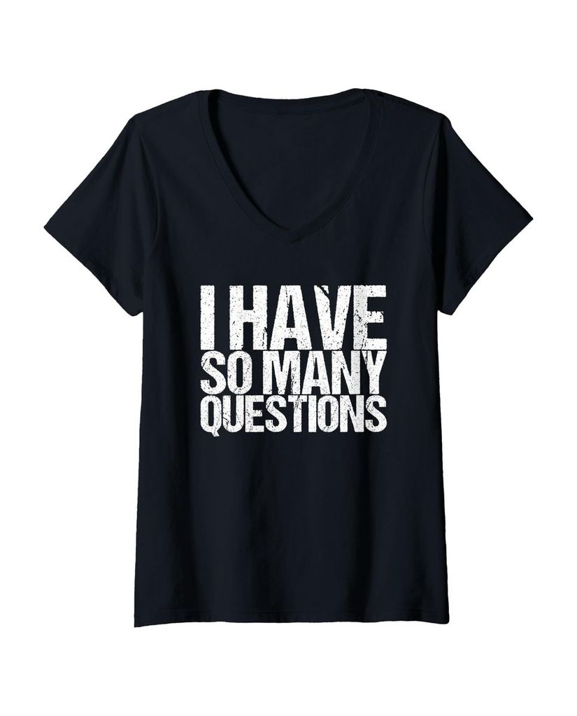 Lustiger T-Shirt mit V-Ausschnitt „so viele Fragen“ | lustige-tshirts.de