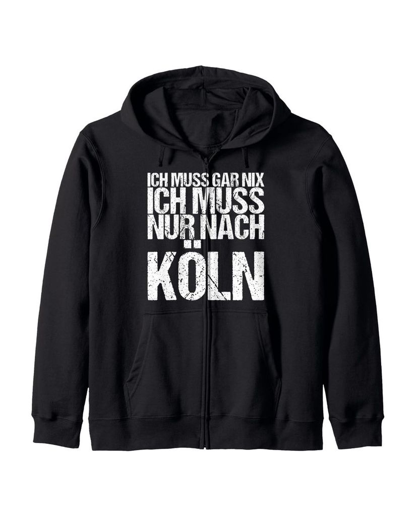 Lustiger Kapuzenjacke „Ich Muss Gar Nix Ich Muss Nur Nach Köln“ | lustige-tshirts.de