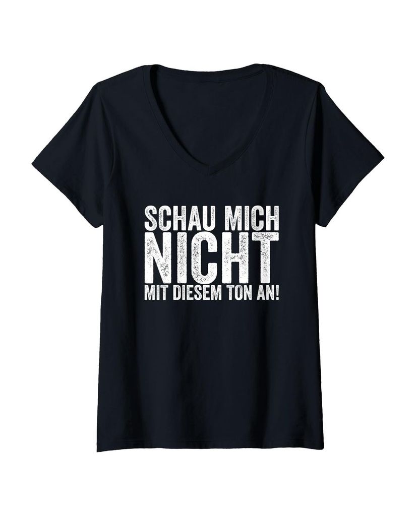Lustiger T-Shirt mit V-Ausschnitt „Schau Mich Nicht Mit“ | lustige-tshirts.de
