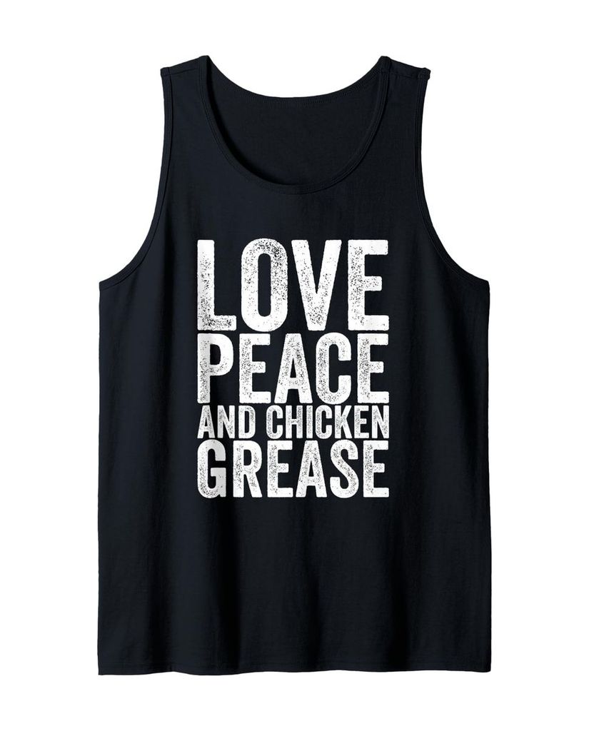 Lustiger Tank Top „Liebe, Frieden und Hühnerfett“ | lustige-tshirts.de