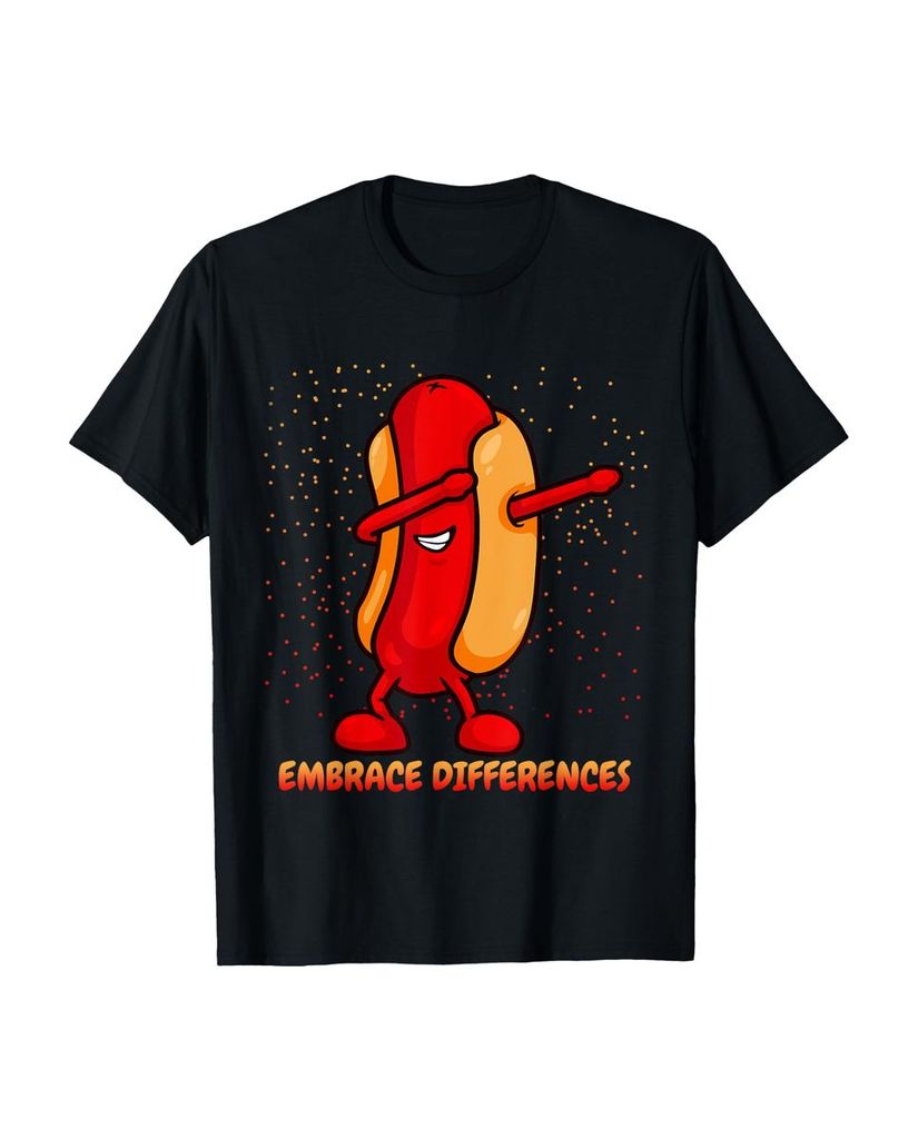 Lustiger T-Shirt „Umarme Unterschiede Dabbing Hotdog“ | lustige-tshirts.de