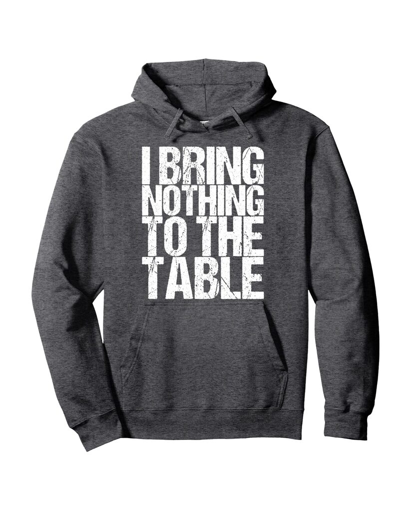 Lustiger Weihnachts Hoodie „I Bring Nothing To The Table“ – Ansicht 3