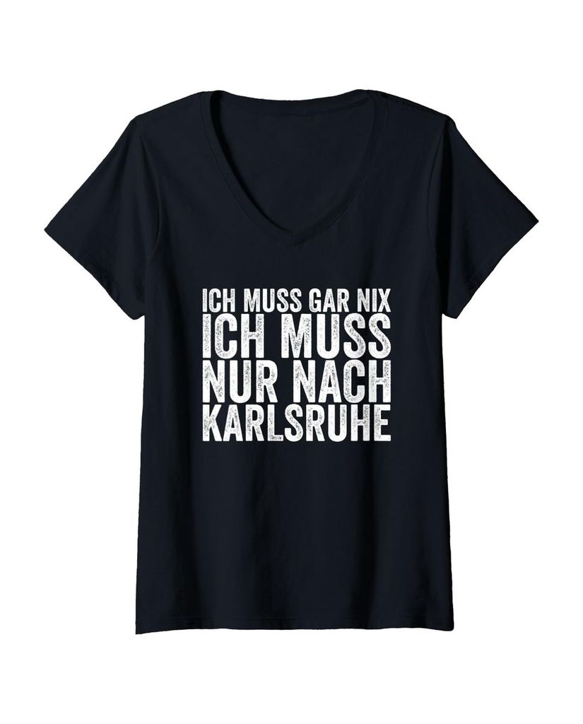 Lustiger T-Shirt mit V-Ausschnitt „Ich Muss Gar Nix Ich Muss“ | lustige-tshirts.de