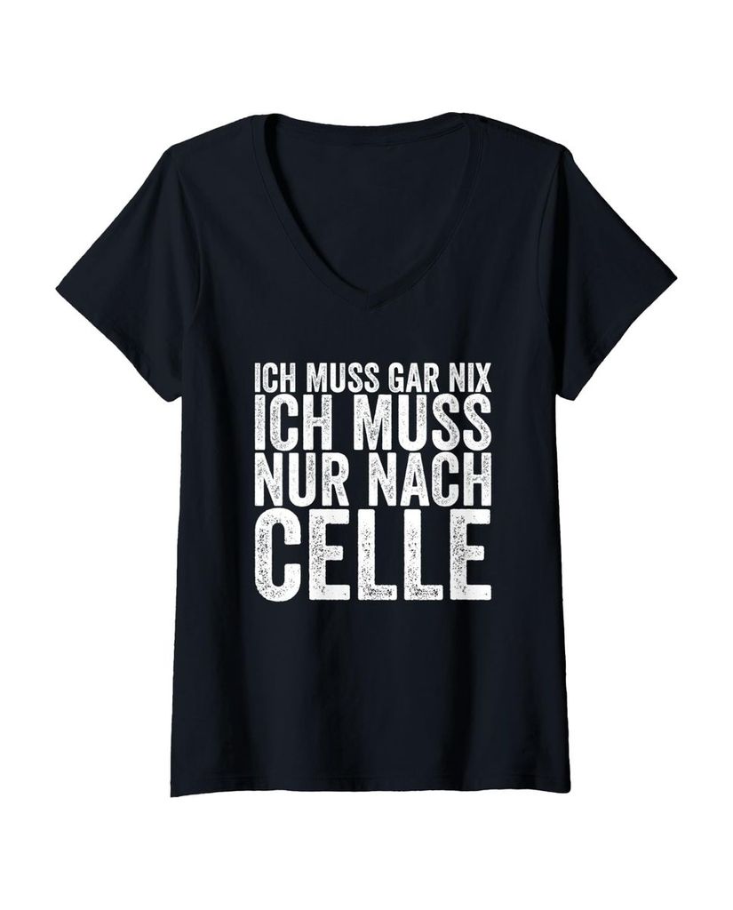 Lustiger T-Shirt mit V-Ausschnitt „Ich Muss Gar Nix Ich Muss“ | lustige-tshirts.de