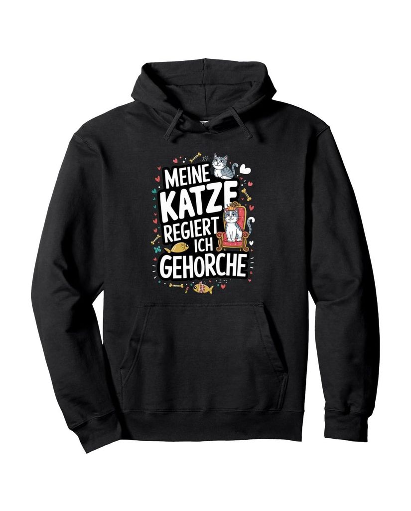 Lustiger Hoodie „Meine Katze regiert ich gehorche“ | lustige-tshirts.de
