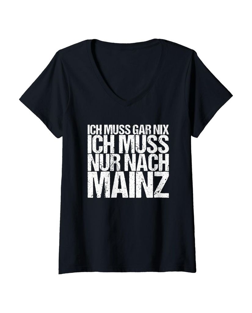 Lustiger T-Shirt mit V-Ausschnitt „Ich Muss Gar Nix Ich Muss“ | lustige-tshirts.de