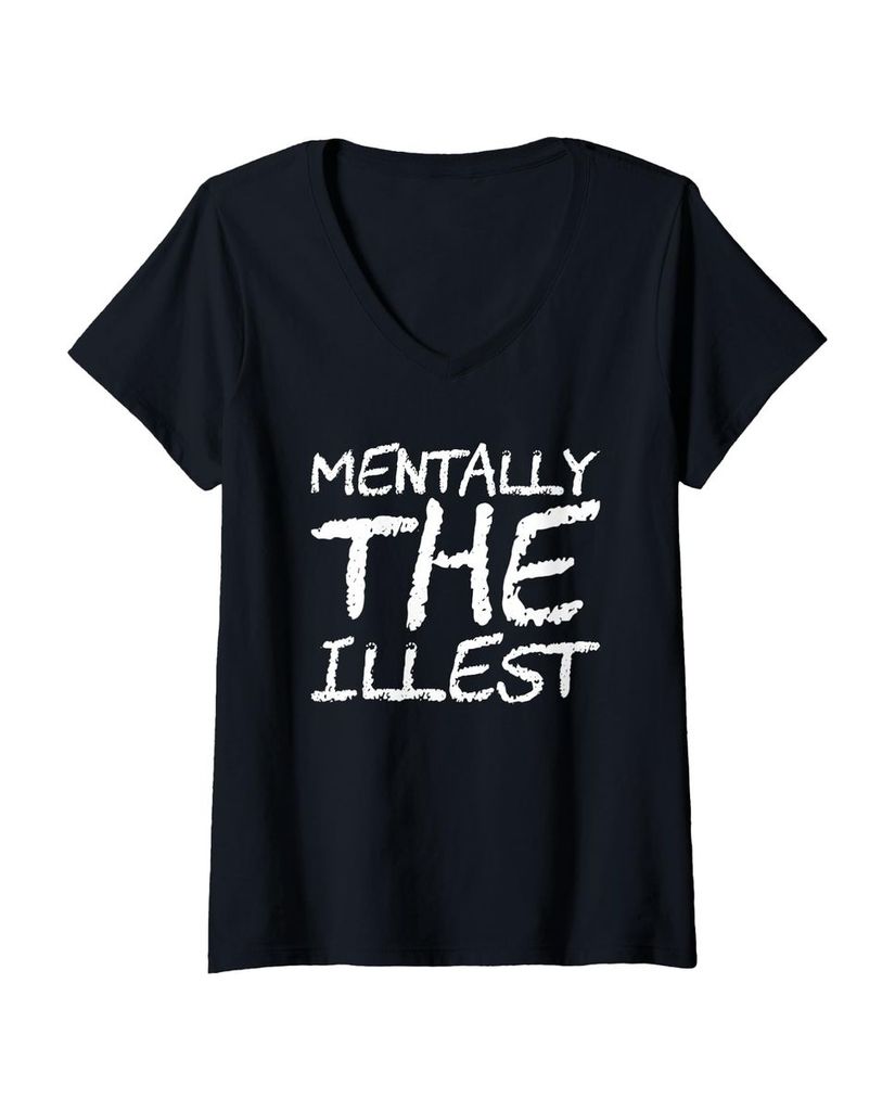 Lustiger T-Shirt mit V-Ausschnitt „Psychisch der Krankste“ | lustige-tshirts.de