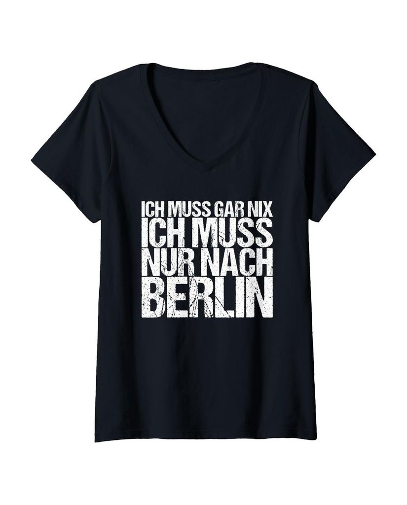Lustiger T-Shirt mit V-Ausschnitt „Ich Muss Gar Nix Ich Muss“ | lustige-tshirts.de