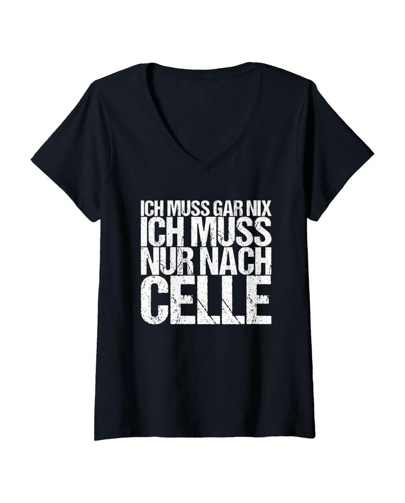 Lustiger T-Shirt mit V-Ausschnitt „Ich Muss Gar Nix Ich Muss“ | lustige-tshirts.de