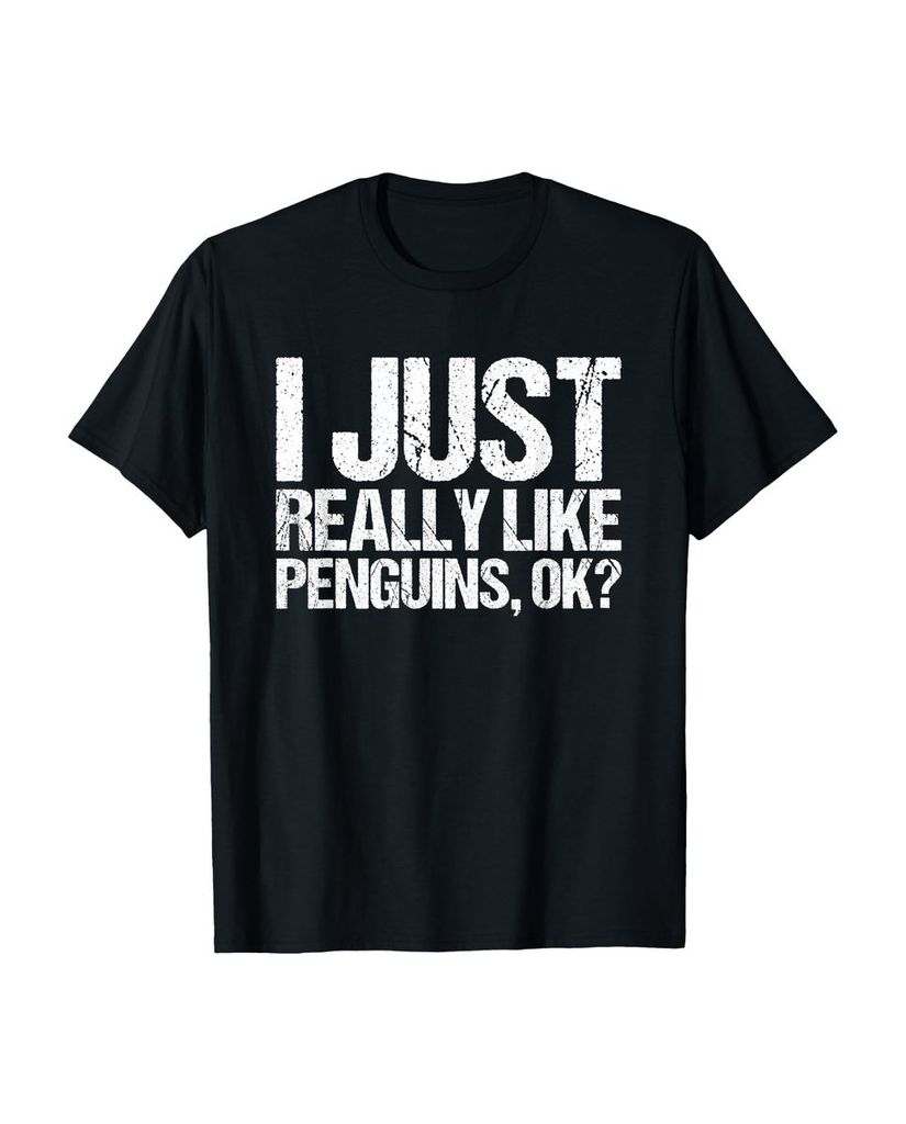 Lustiger T-Shirt „Ich mag Pinguine einfach wirklich Ok“ | lustige-tshirts.de