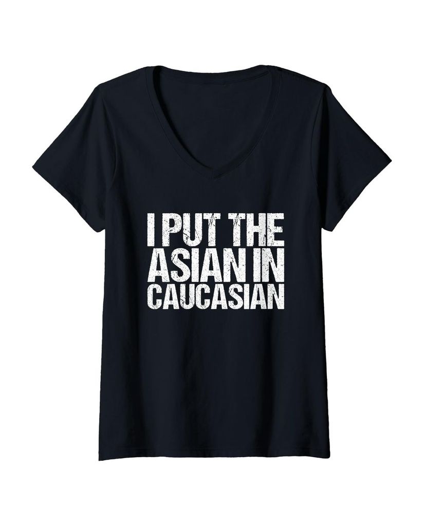 Lustiger T-Shirt „I Put The Asian In Caucasian Shirt“ | lustige-tshirts.de