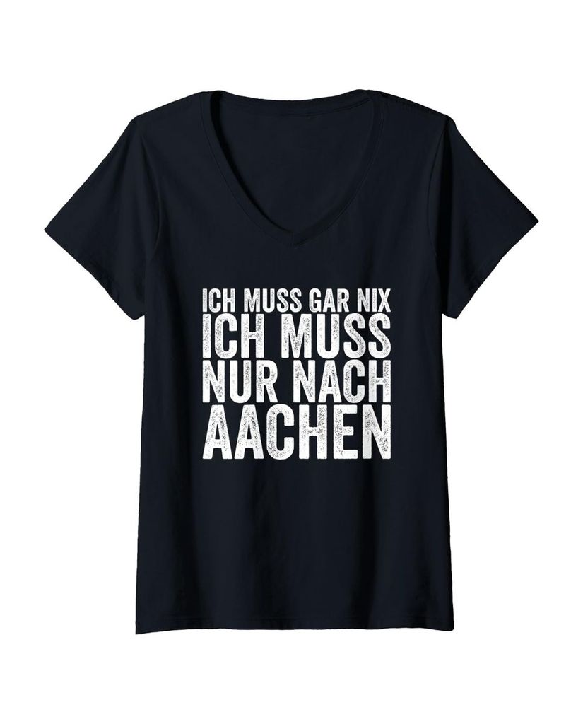 Lustiger T-Shirt mit V-Ausschnitt „Ich Muss Gar Nix Ich Muss“ | lustige-tshirts.de