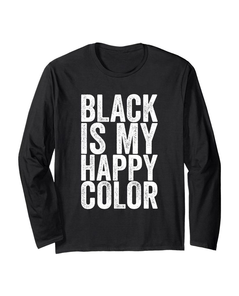 Lustiger Langarmshirt „Schwarz ist meine glückliche Farbe“ | lustige-tshirts.de