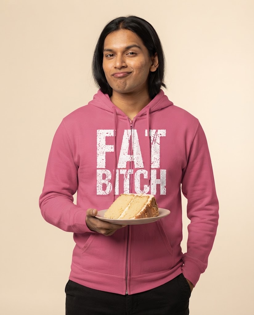 Lustige Sweatjacke mit dem Aufdruck „Fat Bitch“