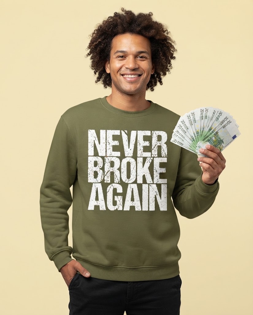 Lustiges Sweatshirt mit dem Aufdruck „Never Broke Again“