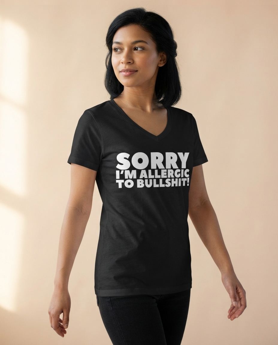 Witziges Geburtstags T-Shirt mit dem Aufdruck „Sorry I'm Allergic To Bullshit!“ in Grau